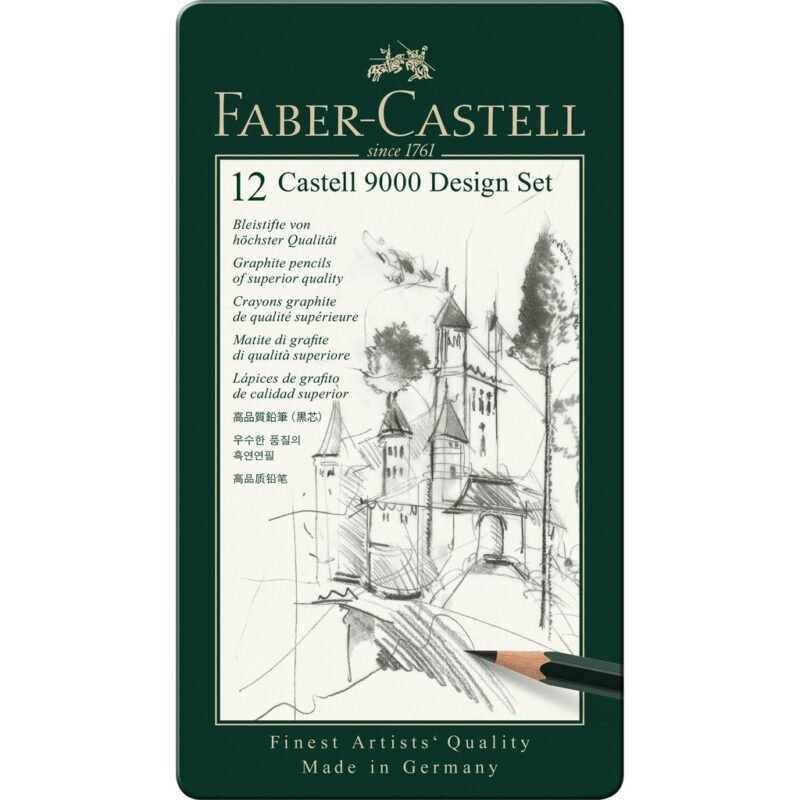 Faber Castell Pencils - Tin of 12 Castell 9000 Art Set Graphite Pencils - Image 2